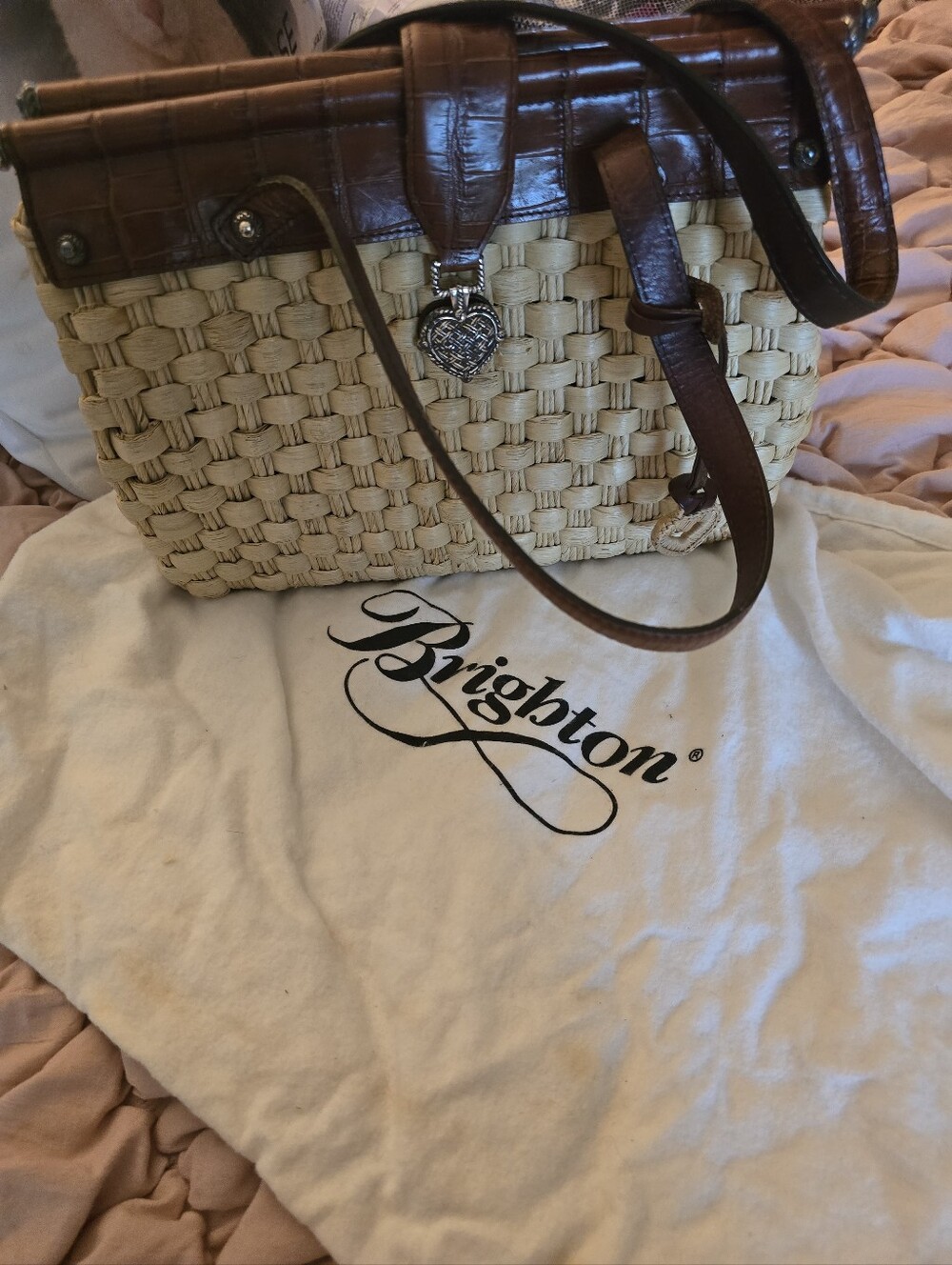 Brighton Heartland Straw Bag W/dust Bag